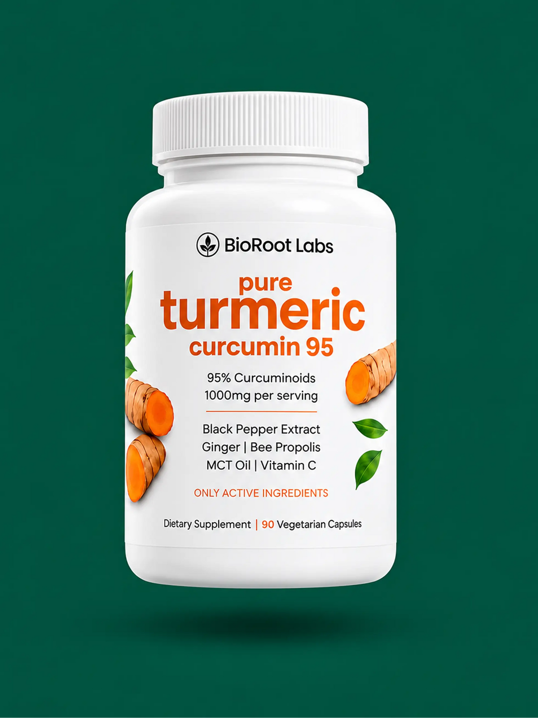 Bottle of BioRoot Labs Pure Turmeric Curcumin 95
